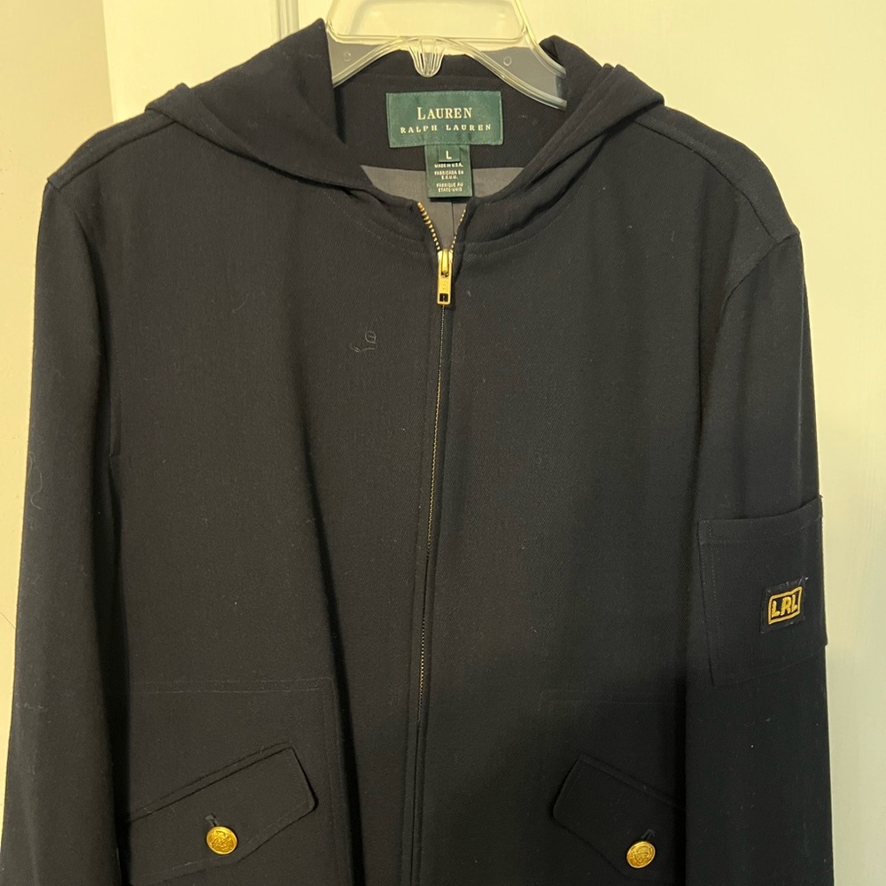 Ralph Lauren zip-up hoodie with gold buttons vintage